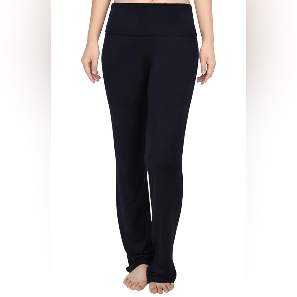 new-XXL Women's Fold Over Waist
Classic Yoga Pants Flare Leg Workout Leggings - Picture 7 of 9